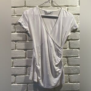 Women’s white v-neck wraparound t-shirt, short sleeves, 4 petite, boden